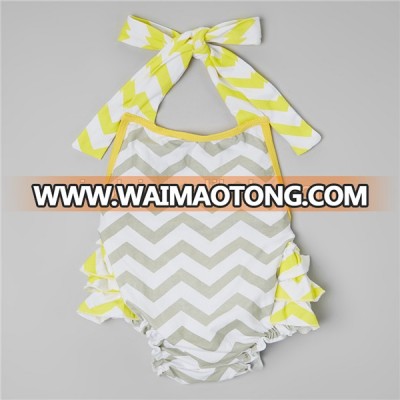 Popular factory price knitted cotton soft chevron bloomers pattern baby romper adjustable romper for cute baby